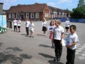 Making a human living graph in the playground to show the highs and lows of Boudicca's revolt