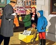 Illustration of children with guy 1960s