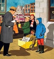 Illustration of children with guy 1960s