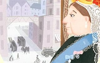 cartoon of queen victoria looking out window